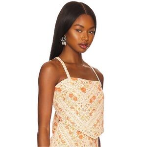 Show me your mumu handkerchief Top Floral Bandana Cami in Cream & Orange L